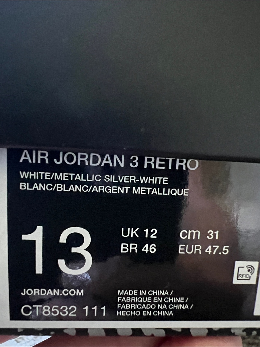 Air Jordan 3 Retro Men’s Sneakers - White/Light Gray - Picture 2 of 8